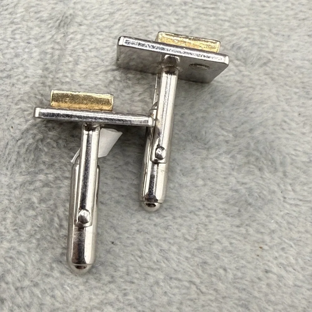 Vintage Estate Cufflinks Silver Heraldic Lion Rampant‎ Square Retro Men